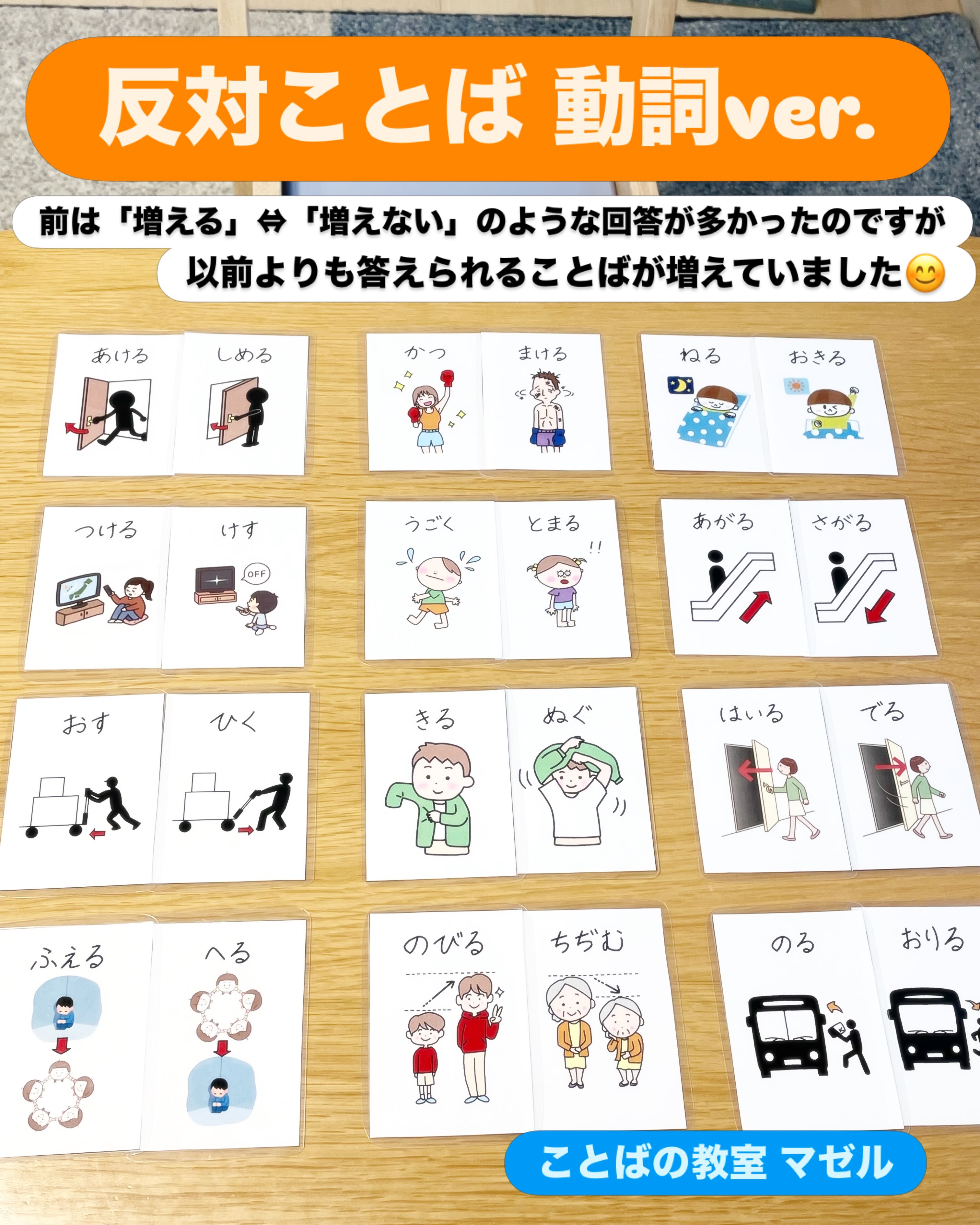 反対ことば(対義語)カード 動詞ver.🚎